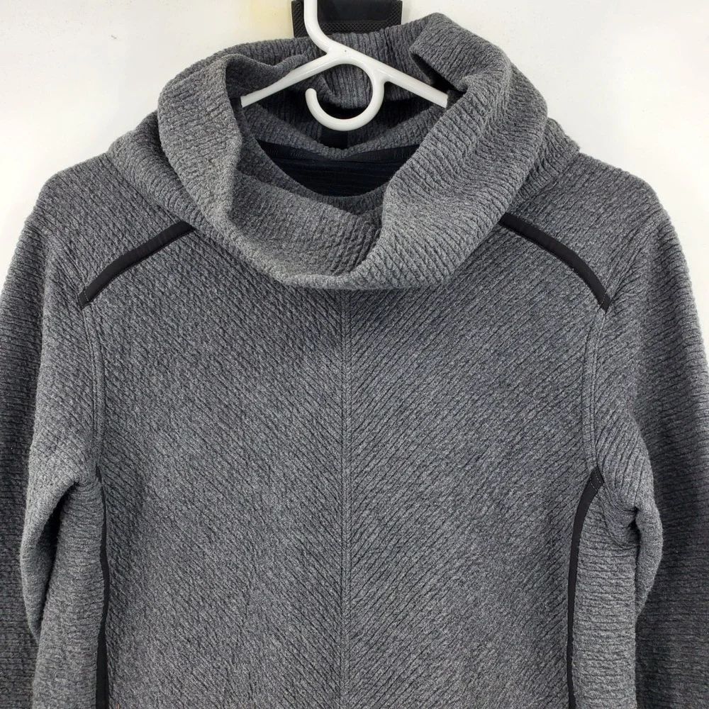 Lululemon On Repeat Cowl Neck Sweater Dress Grey Textured Knit Mini Pockets 4